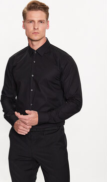 Czarna koszula Hugo Boss z klasycznym kołnierzykiem z długim rękawem w stylu casual