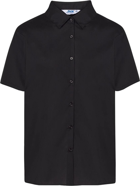 Czarna koszula jk-collection.pl z krótkim rękawem w stylu casual