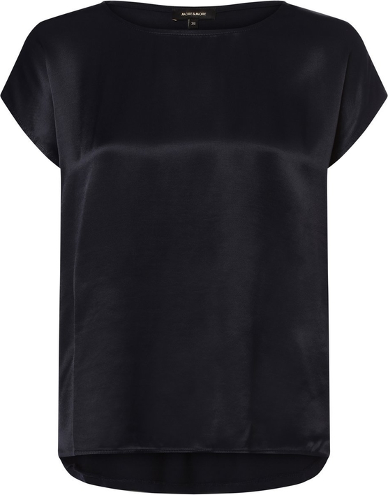 Czarna koszula More & More w stylu casual z satyny z krótkim rękawem
