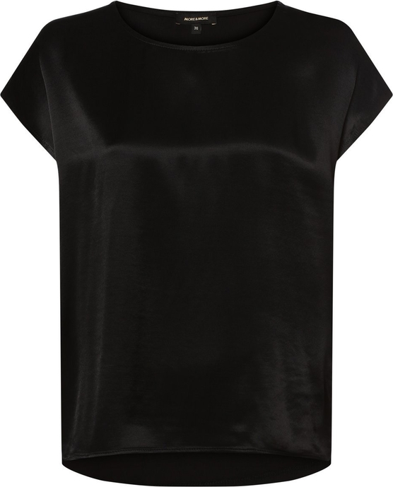 Czarna koszula More & More z dżerseju w stylu casual z krótkim rękawem