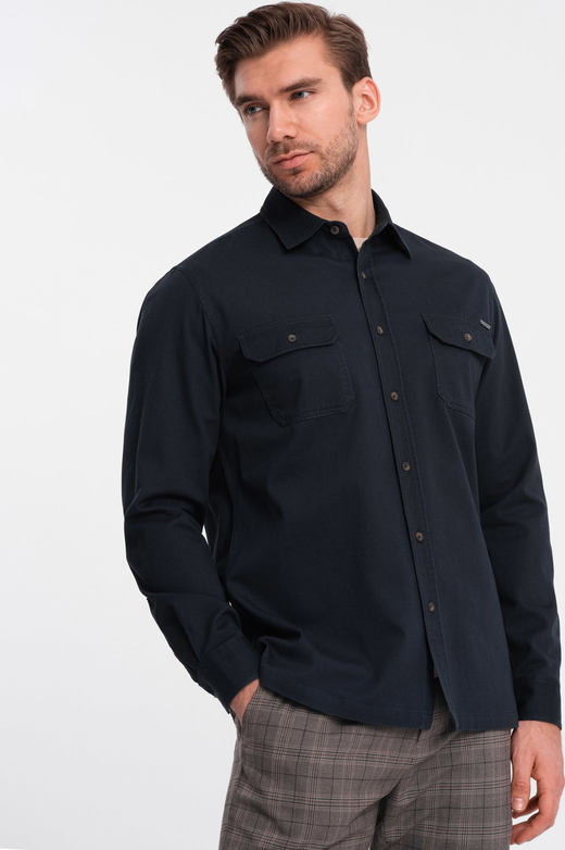 Czarna koszula Ombre z bawełny z długim rękawem w stylu casual