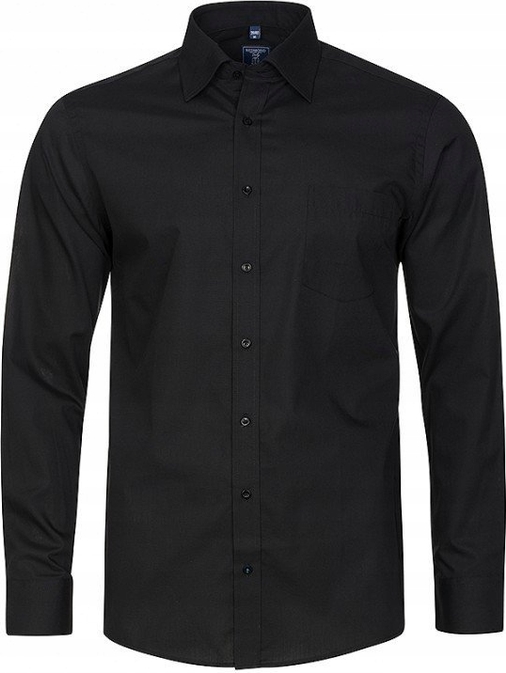 Czarna koszula Redmond z bawełny z długim rękawem w stylu casual
