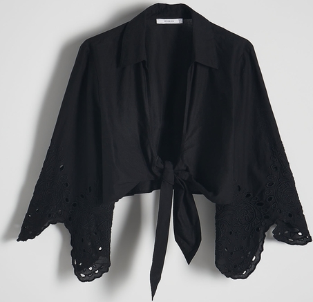 Czarna koszula Reserved z tkaniny z długim rękawem