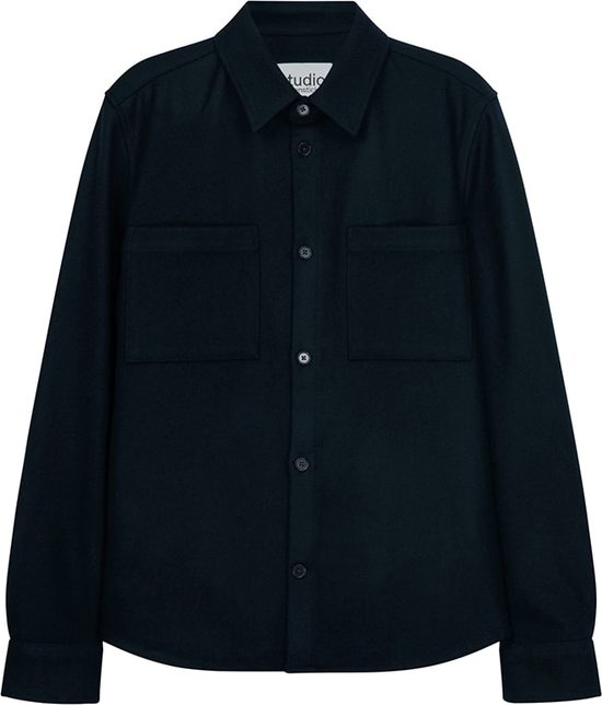 Czarna koszula Seidensticker z wełny z długim rękawem w stylu casual