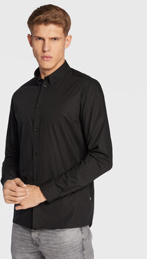 Czarna koszula Solid z długim rękawem w stylu casual
