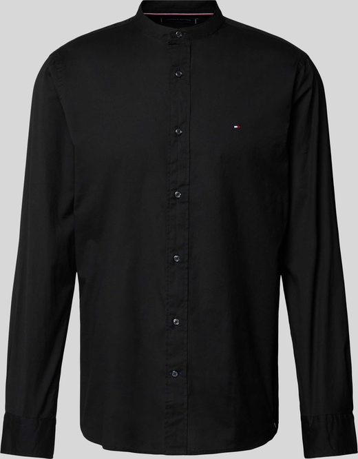 Czarna koszula Tommy Hilfiger ze stójką z bawełny w stylu casual