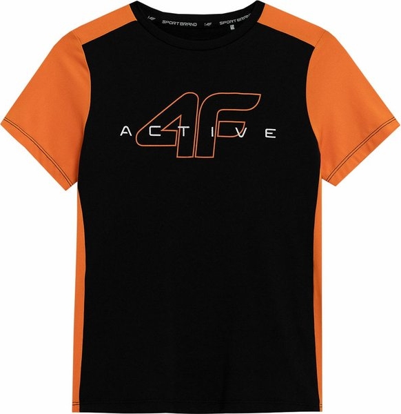 Czarna koszulka dziecięca 4F dla chłopców z dzianiny