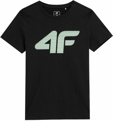 Czarna koszulka dziecięca 4F dla chłopców z krótkim rękawem z tkaniny