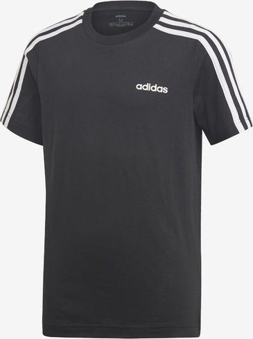 Czarna koszulka dziecięca Adidas Performance z bawełny dla chłopców w paseczki