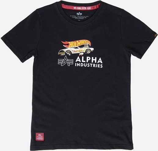 Czarna koszulka dziecięca Alpha Industries dla chłopców z krótkim rękawem