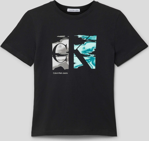 Czarna koszulka dziecięca Calvin Klein z bawełny dla chłopców