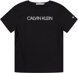 Czarna koszulka dziecięca Calvin Klein z krótkim rękawem z jeansu