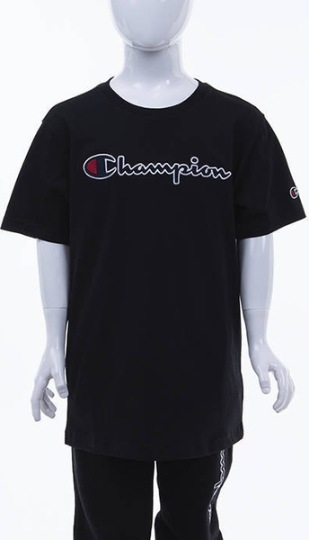 Czarna koszulka dziecięca Champion z krótkim rękawem dla chłopców