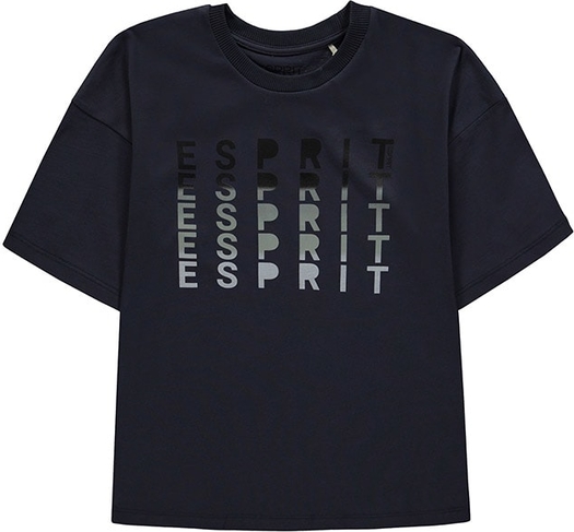 Czarna koszulka dziecięca Esprit dla chłopców z bawełny