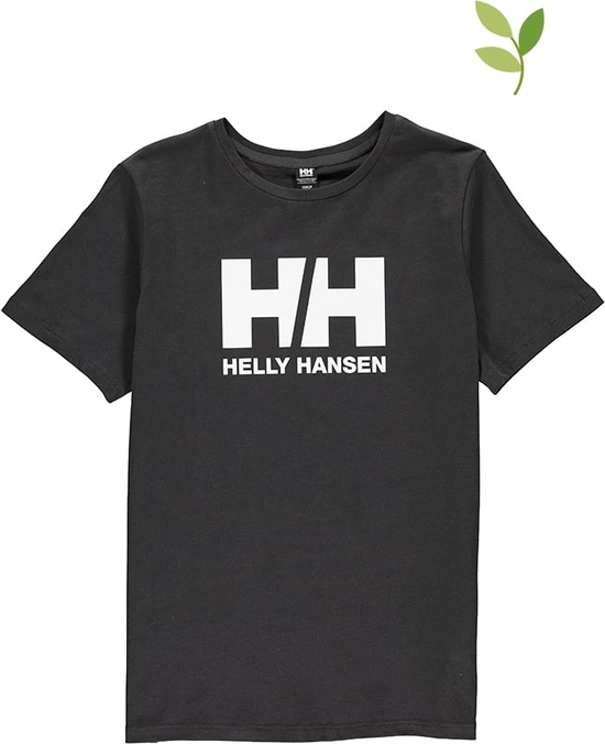 Czarna koszulka dziecięca Helly Hansen z bawełny