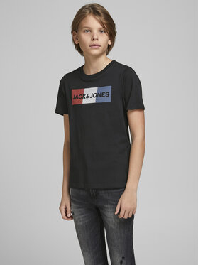 Czarna koszulka dziecięca Jack&jones Junior dla chłopców