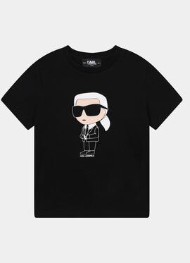 Czarna koszulka dziecięca Karl Lagerfeld dla chłopców z krótkim rękawem