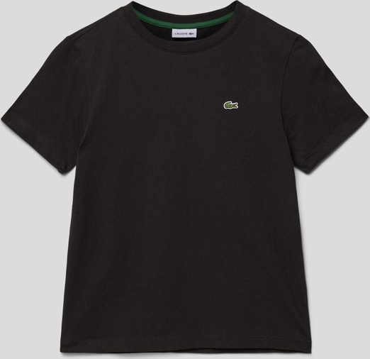 Czarna koszulka dziecięca Lacoste dla chłopców z bawełny
