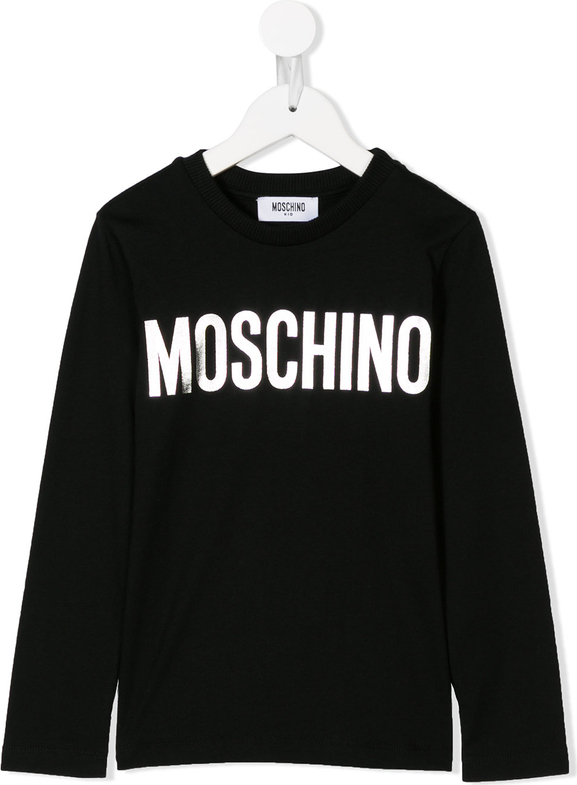 Czarna koszulka dziecięca Moschino Kids dla dziewczynek z długim rękawem