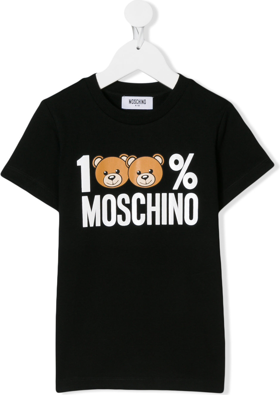 Czarna koszulka dziecięca Moschino Kids z krótkim rękawem z bawełny
