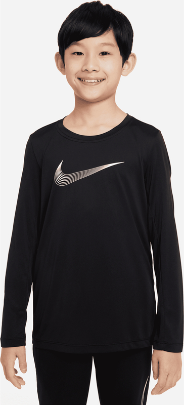 Czarna koszulka dziecięca Nike dla chłopców z długim rękawem z dżerseju