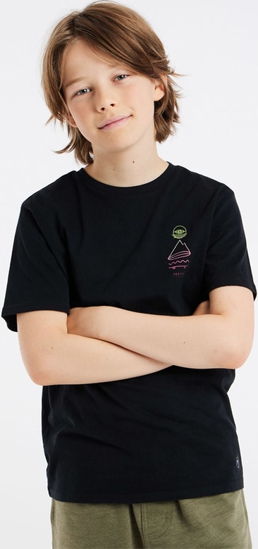 Czarna koszulka dziecięca Protest dla chłopców z krótkim rękawem z bawełny