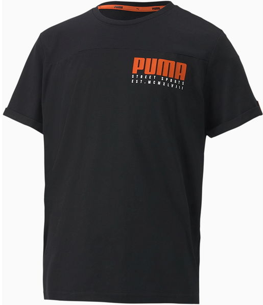 Czarna koszulka dziecięca Puma dla chłopców z bawełny