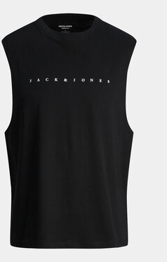 Czarna koszulka Jack & Jones w młodzieżowym stylu z krótkim rękawem