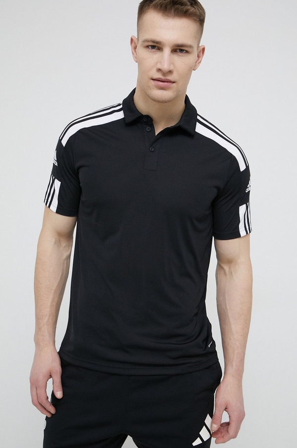 Czarna koszulka polo Adidas Performance z krótkim rękawem