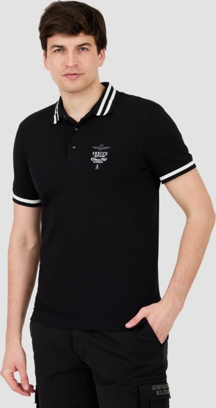 Czarna koszulka polo Aeronautica Militare w stylu casual