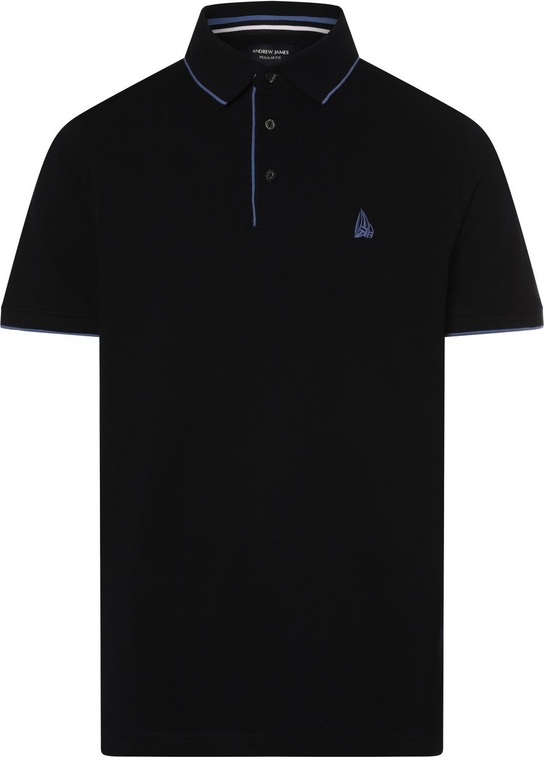 Czarna koszulka polo Andrew James z bawełny z krótkim rękawem