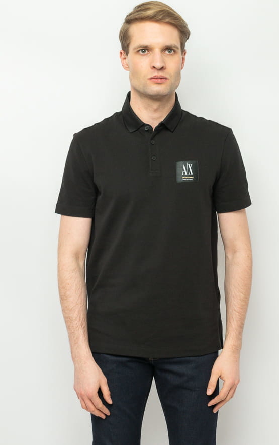 Czarna koszulka polo Armani Exchange z bawełny w stylu casual