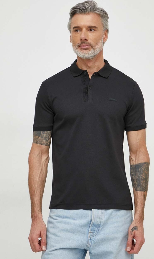 Czarna koszulka polo Calvin Klein w stylu casual z bawełny