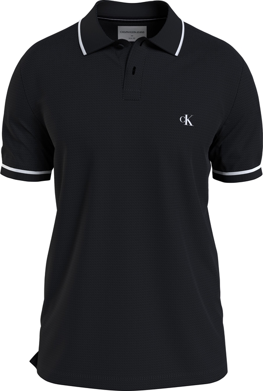 Czarna koszulka polo Calvin Klein w stylu casual z krótkim rękawem