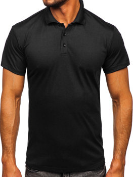 Czarna koszulka polo Denley z krótkim rękawem z bawełny