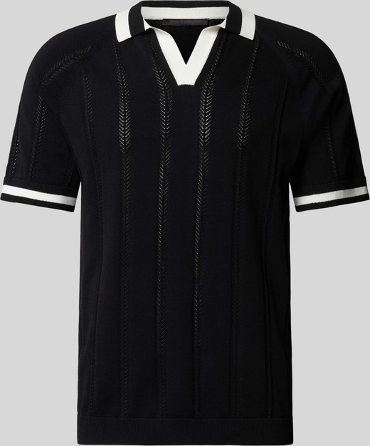 Czarna koszulka polo Drykorn z bawełny w stylu casual z krótkim rękawem
