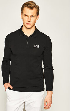 Czarna koszulka polo EA7 Emporio Armani z długim rękawem