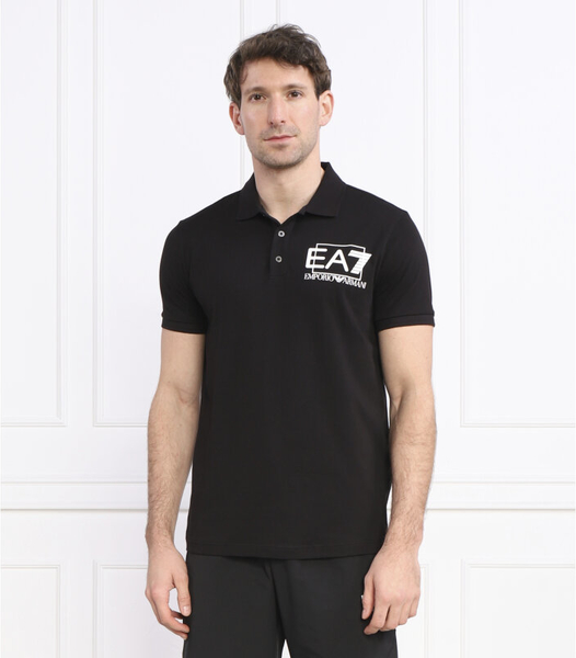 Czarna koszulka polo Emporio Armani w młodzieżowym stylu z bawełny