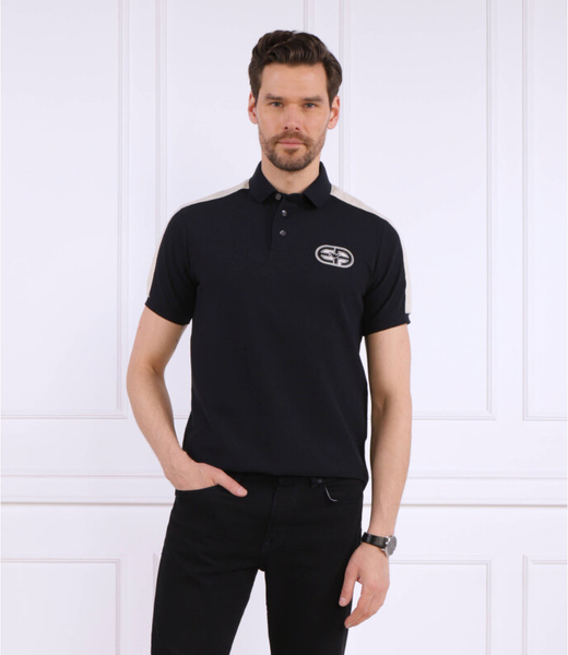Czarna koszulka polo Emporio Armani w stylu casual z krótkim rękawem