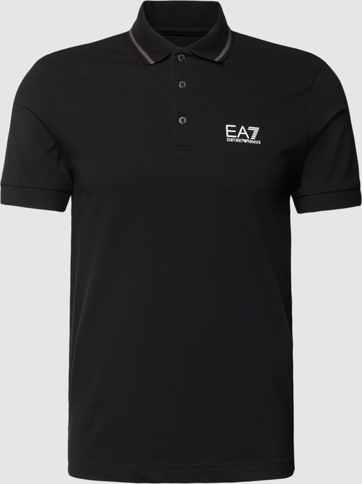 Czarna koszulka polo Emporio Armani z bawełny z nadrukiem