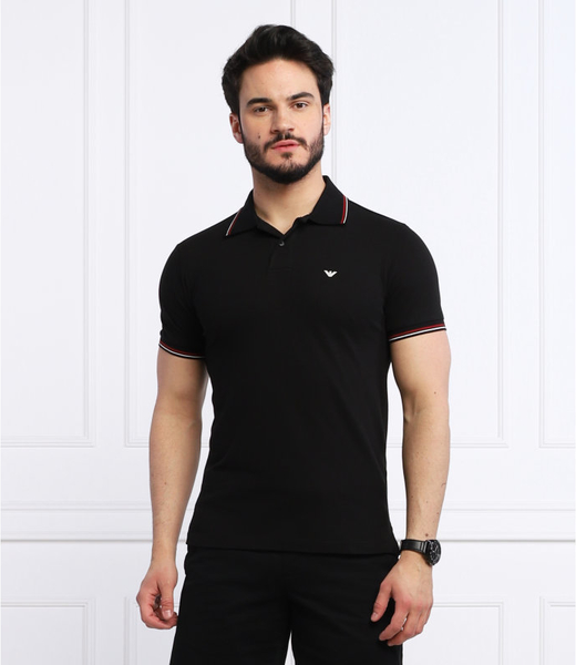 Czarna koszulka polo Emporio Armani z krótkim rękawem