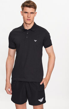 Czarna koszulka polo Emporio Armani z krótkim rękawem w stylu casual