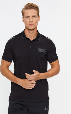 Czarna koszulka polo Emporio Armani z krótkim rękawem w stylu casual