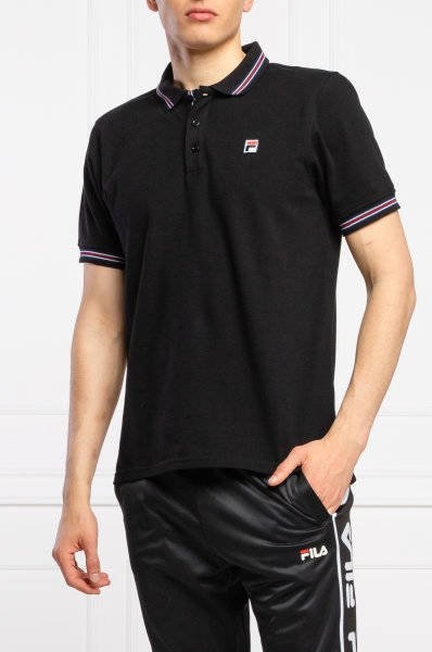 Czarna koszulka polo Fila z krótkim rękawem z bawełny
