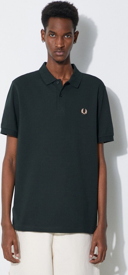 Czarna koszulka polo Fred Perry z bawełny w stylu casual z krótkim rękawem