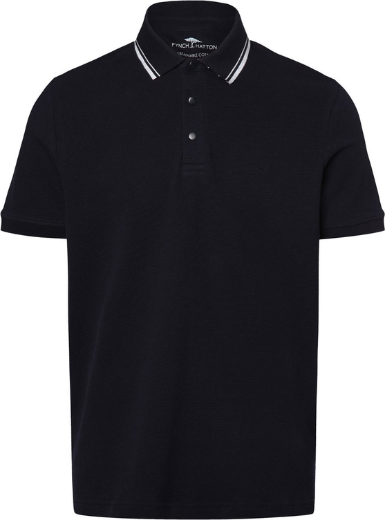 Czarna koszulka polo Fynch Hatton z krótkim rękawem w stylu casual z tkaniny