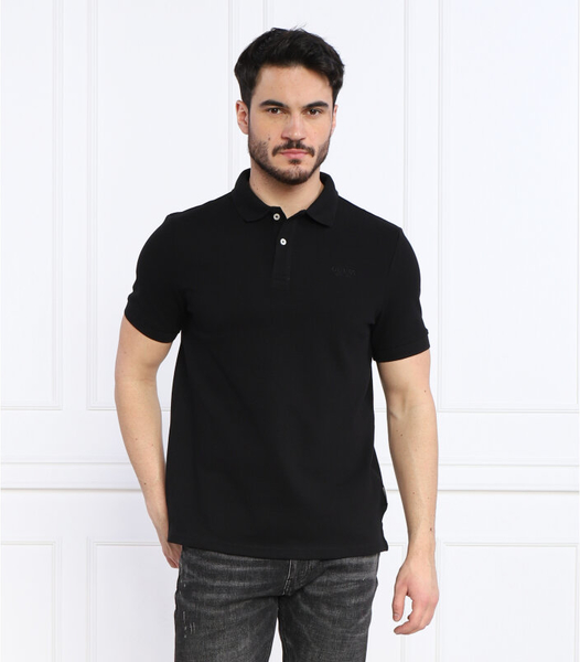 Czarna koszulka polo Guess z bawełny w stylu casual
