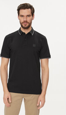 Czarna koszulka polo Hugo Boss w stylu casual z krótkim rękawem