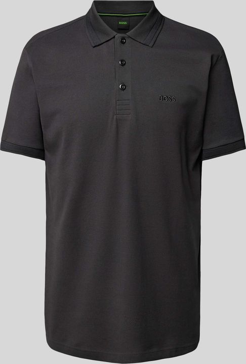 Czarna koszulka polo Hugo Boss w stylu casual z krótkim rękawem z bawełny