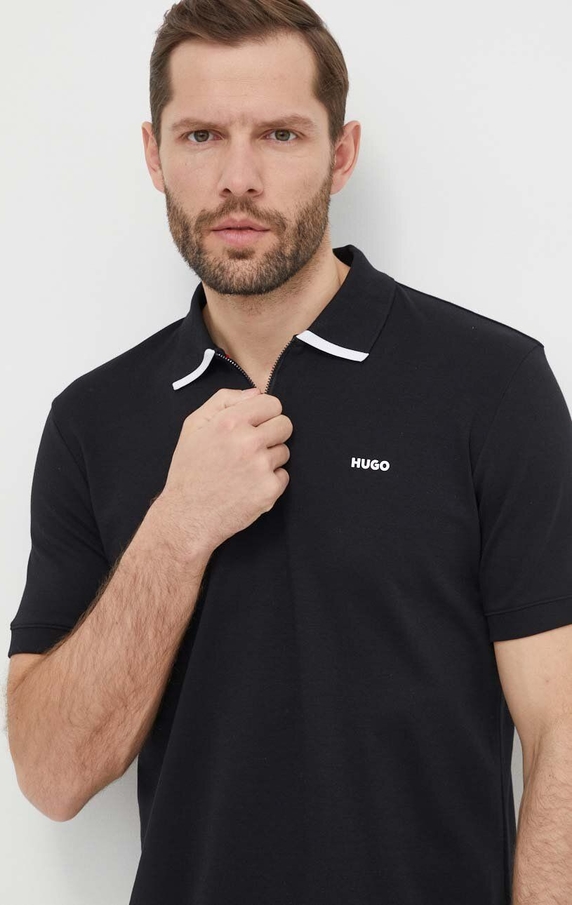 Czarna koszulka polo Hugo Boss z bawełny